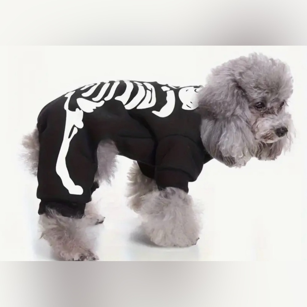 New Glow in the Dark Halloween Pet Skull Costume for Dog/Cat size Med